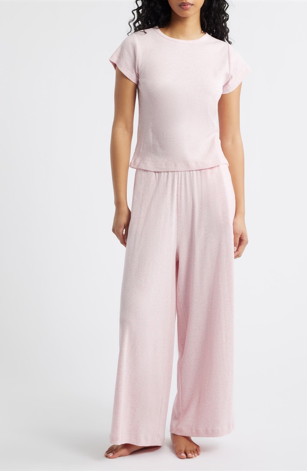 パピネール レディース アンダーお召しもの ナイト爵お召しもの 綿織物 Papinelle Rib Cotton Pajamas Fairy Tale Pink サクラ色