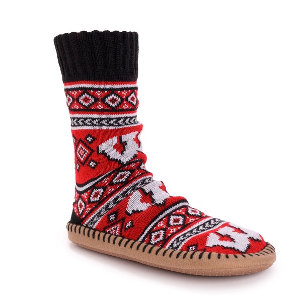 ムクルクス レディース アンダーお召しもの ソックス MUK LUKS Gameday Slipper Socks Wisconsin