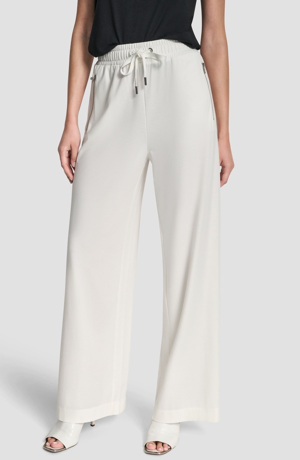 ダナ キャラン ニューヨーク州 レディース ボトムス レギンス ワイドレッグ ズボン下 DKNY Bank St Wide Leg Pull-On Pants Ivory 象牙色