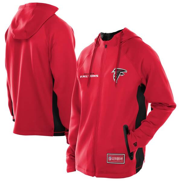 ニュー内鰓 メンズ アウター パーカー・スウェット アクアラング Men\u0027s New Era Red Atlanta Falcons Combine Authentic Raglan Scuba Full-Zip Hoodie Red 赤いこと