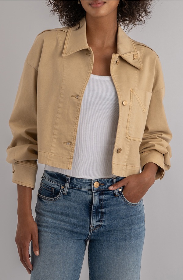 カットフロムザクロス レディース ボトムス ジーンズズボン下 上衣 KUT from the Kloth Camden Crop Denim Jacket Cashew ジーンズ