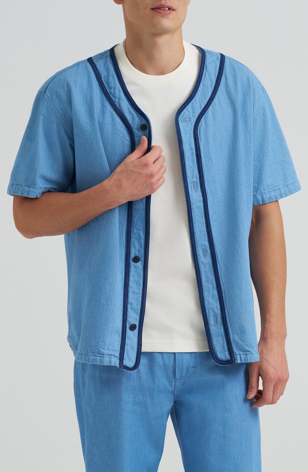 リー メンズ トップス シャツ デニム Lee 101 Denim Baseball Button-Up Shirt Dry Low Dip デニム｜ReVida 店