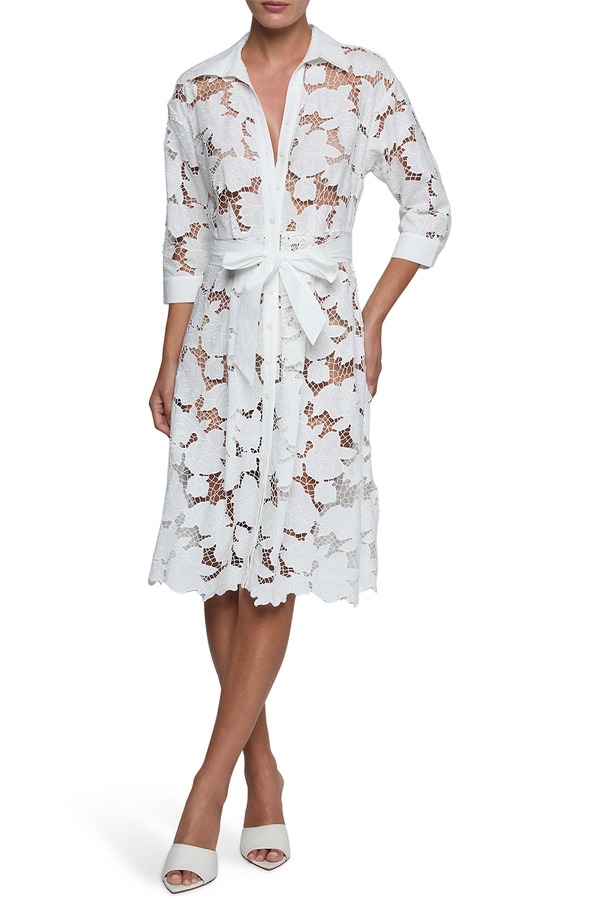ラジャンス レディース トップス 衣装 MIDI スピード競技 L\u0027AGENCE May Tie Waist Lace Midi Dress Ivory 象牙色