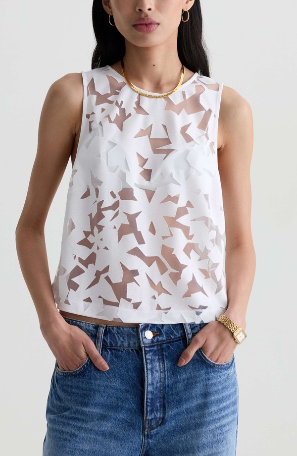 エージー レディース トップス プルオーバー シアー ノースリーブ AG Emilee Sheer Sleeveless Top First Bloom
