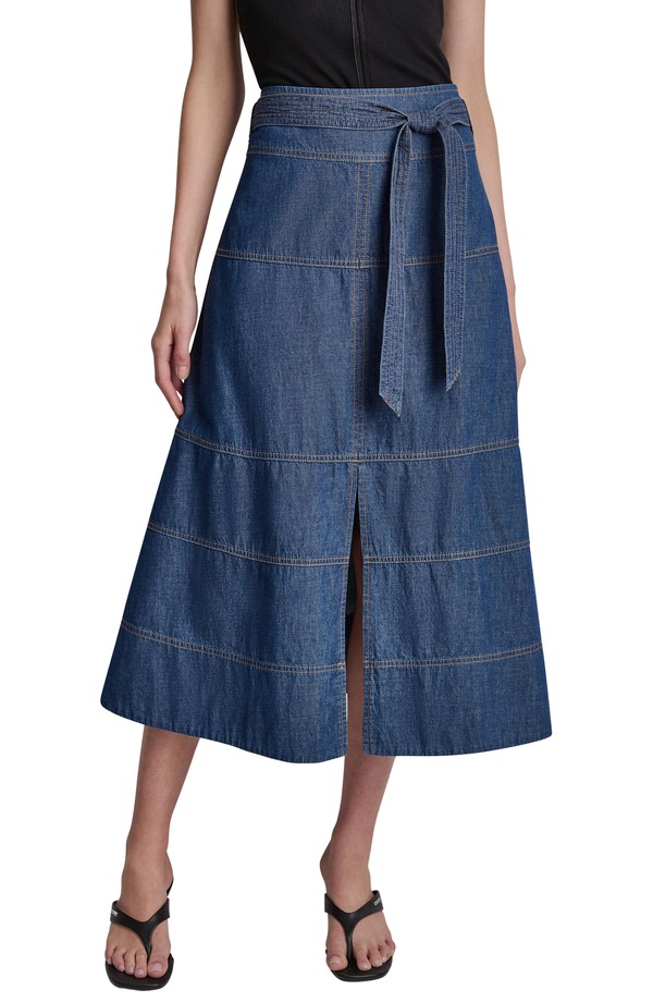 ダナ キャラン ニューヨーク州 レディース ボトムス ジーンズズボン下 MIDI スコート DKNY Crosby Denimidi Skirt Crosby Wash ジーンズ