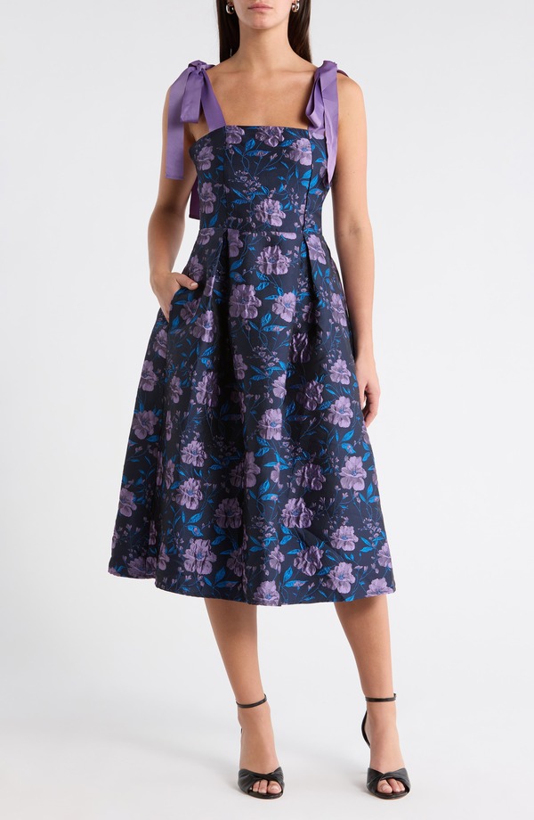 シュガーリップス レディース トップス 衣裳 御花柄 筋目 MIDI 御花 SUGARLIPS Willa Floral Dina Pleated Midi Dress Navy-Multi 米国海軍