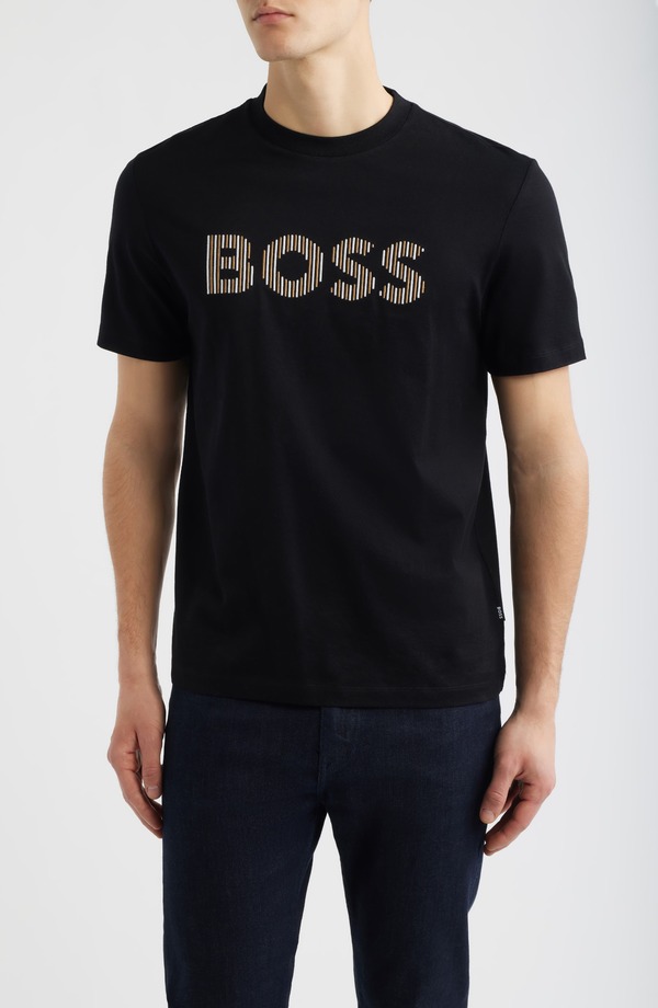 主任者 メンズ トップス ティーシャツ 綿織物 グラフィック BOSS Thompson Cotton Graphic T-Shirt Black 黒いこと