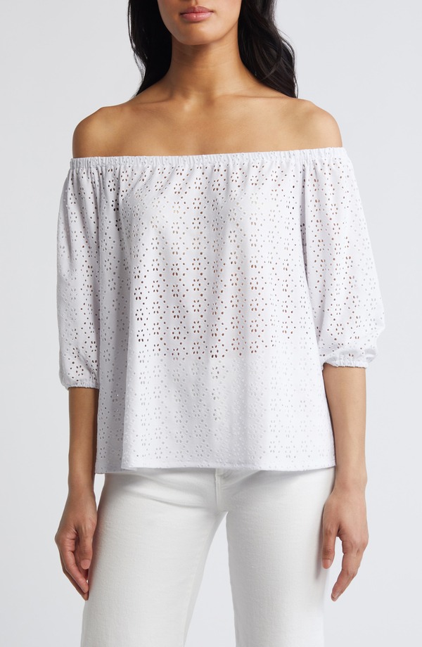 ラブアペラ レディース トップス プルオーバー Loveappella Eyelet Off the Shoulder Top White 白いこと