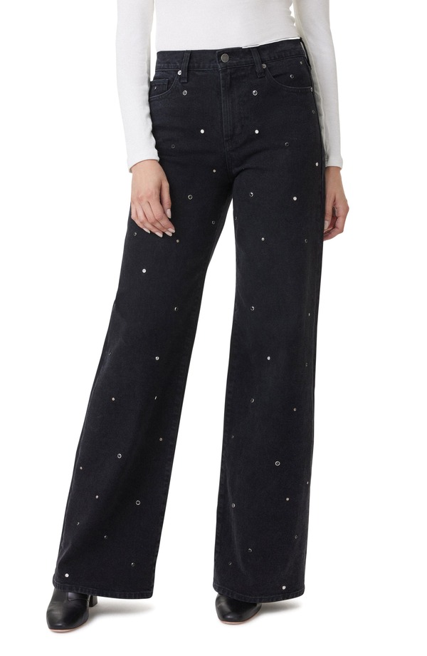 ハビチュアル レディース ボトムス ジーンズズボン下 ワイドレッグ ご機嫌酉の方角 デニム Habitual Denver Grommet High Waist Wide Leg Jeans Washed Black 黒いこと