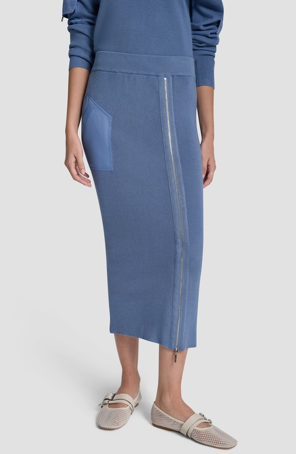 ダナ キャラン ニューヨーク州 レディース 下つ方スコート MIDI ティーシャツ DKNY Zipper Slit Midi Sweater Skirt Liberty Sky