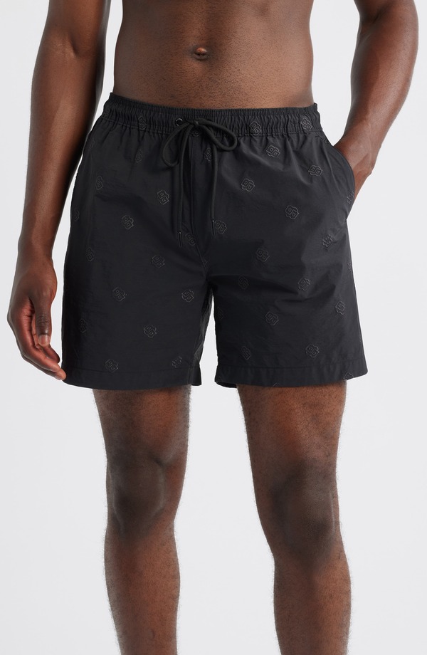 主任者 メンズ 水泳着 二分の一ズボン下・さる股引き BOSS Jean Swim Trunks Black 黒いこと