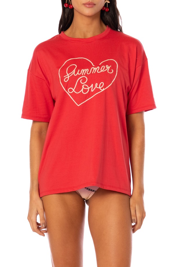 マージ レディース トップス ティーシャツ グラフィック Maaji Summer Love Graphicover-Up T-shirt Red 赤いこと