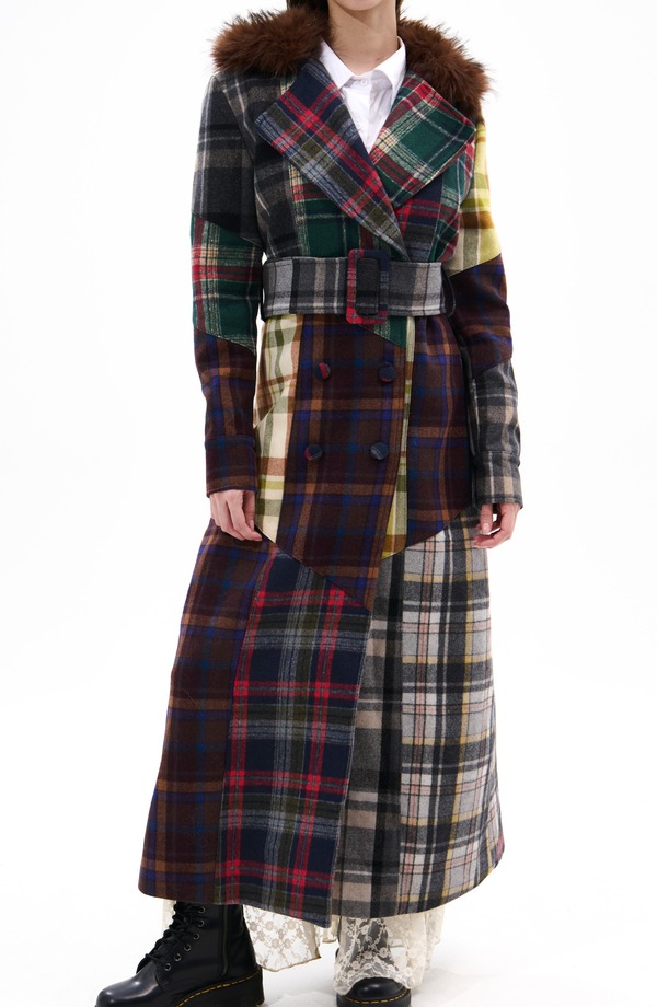 アザレア 壱 レディース アウター 上衣・上衣 パッチワーク 厚地の外套 AZALEA WANG Cadault Plaid Patchwork Trench Coat Brown Multi 赤銅色