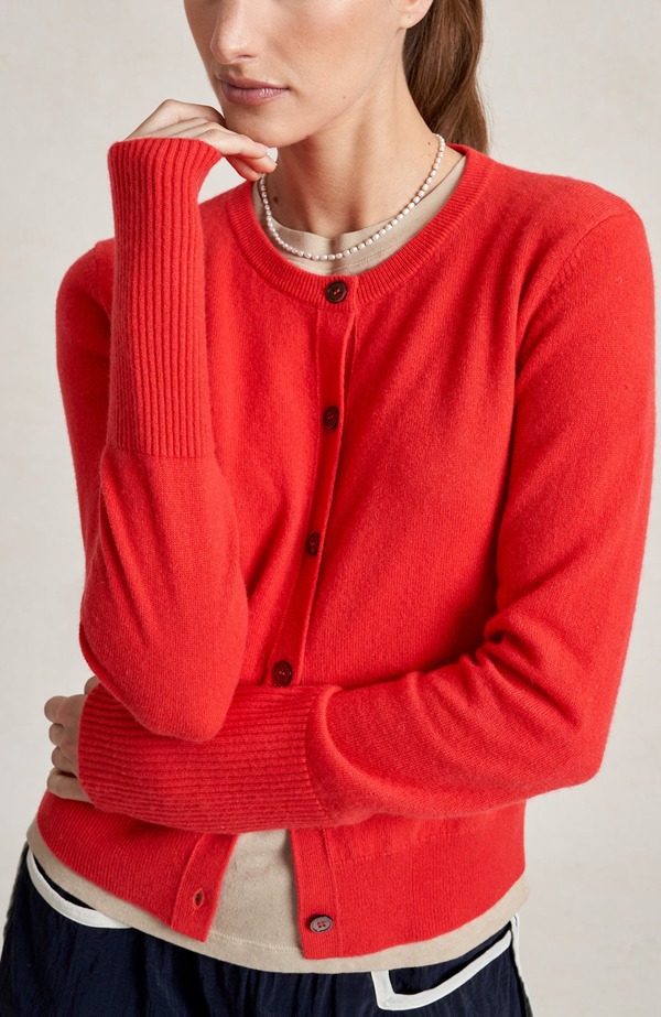 ラ リーニュ レディース アウター ジレー La Ligne Solid Lean Lines Cardigan Coral コーラル