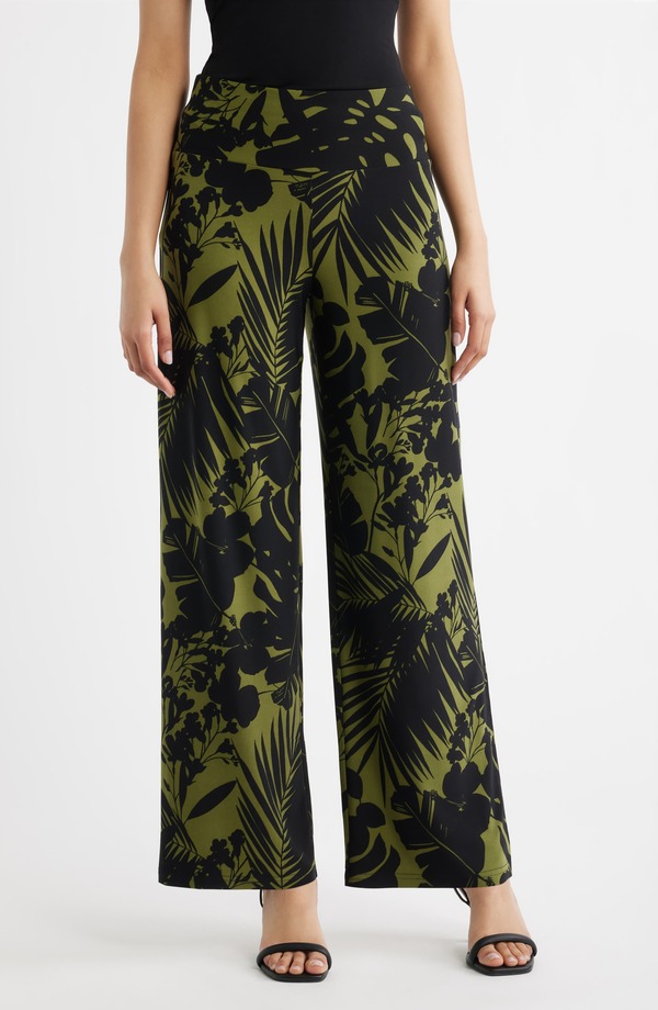 アンクライン レディース ボトムス レギンス ワイドレッグ 御機嫌酉の方角 ズボン下 Anne Klein Pull-On High Waist Wide Leg Palazzo Pants Bay Leaf / Anne Black 黒いこと
