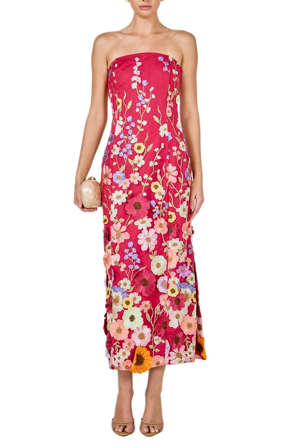 エンドレスローズ レディース トップス 衣装 御花柄 ストラップレス 刺しゅう マキシ 御花 Endless Rose Floral Embroidered Strapless Maxi Dress Mulberry