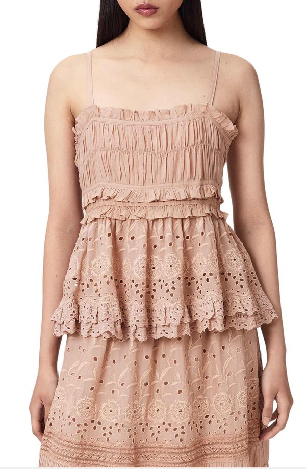 オールセインツ レディース トップス プルオーバー フラウンス AllSaints Camille Ruffleyeletoplaster Pink サクラ色