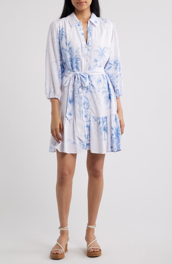 セセ レディース トップス 衣装 フラウンス裾 フラウンス CeCe Tie Waist Ruffle Hem Long Sleeve Dress Blue Haze 青色