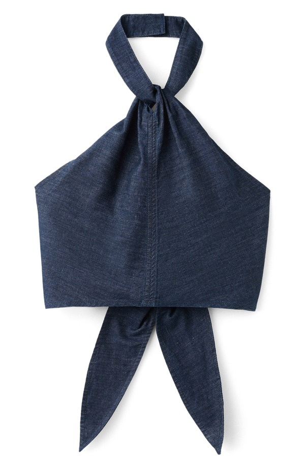 マンゴ レディース トップス シャツ コットン デニム リネン ホルター MANGO Cotton & Linen Denim Crop Halter Topen Blue ブルー｜ReVida 店 14,896円