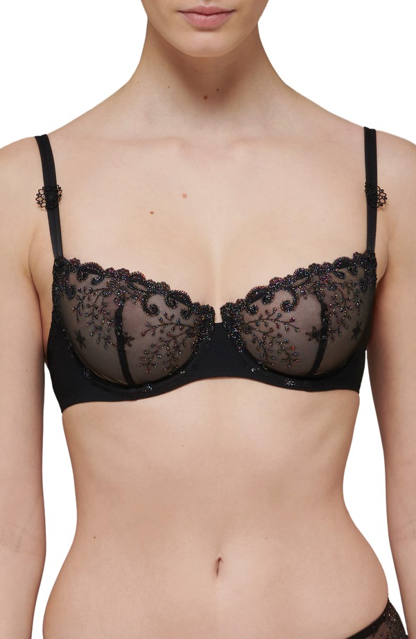 シモーヌペレール レディース アンダー御召しもの ブラ Simone Perele \u0027Delice\u0027 Underwire Demi Bra Gem Black 黒いこと