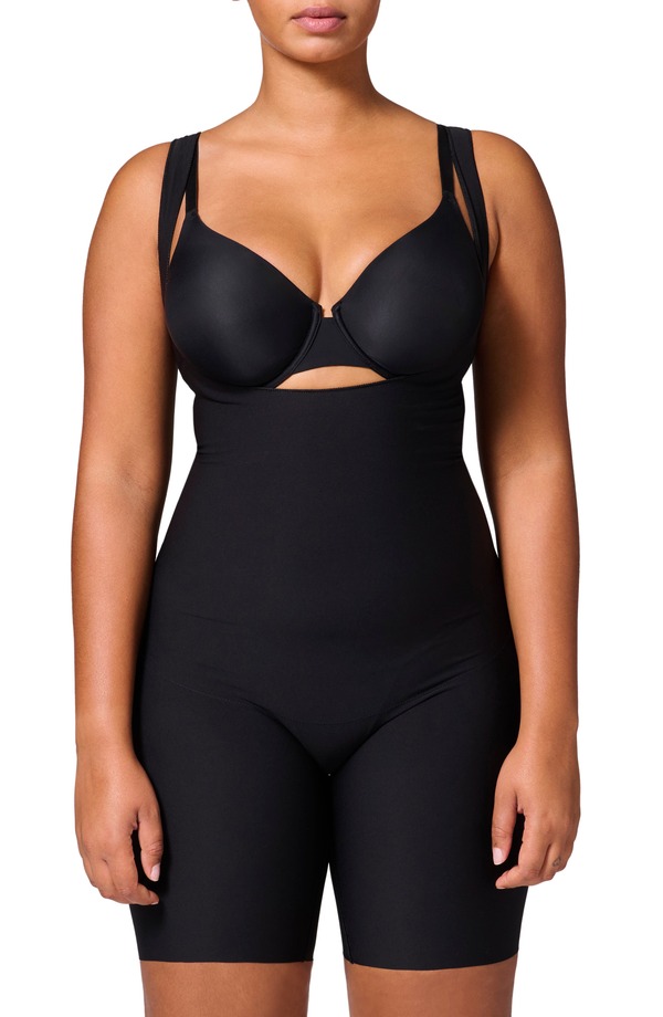シモーヌペレール レディース アンダー御召しもの ズボン下 上半身背広 Simone Perele Story Open Bust Shaper Bodysuit Black 黒いこと