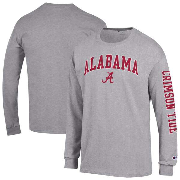 はやりっ児 メンズ トップス ティーシャツ ロゴタイプ Men\u0027s Champion Heather Gray Alabama Crimson Tide Arch Over Logo 2-Hit Long Sleeve T-Shirt Heather Gray 薄墨色