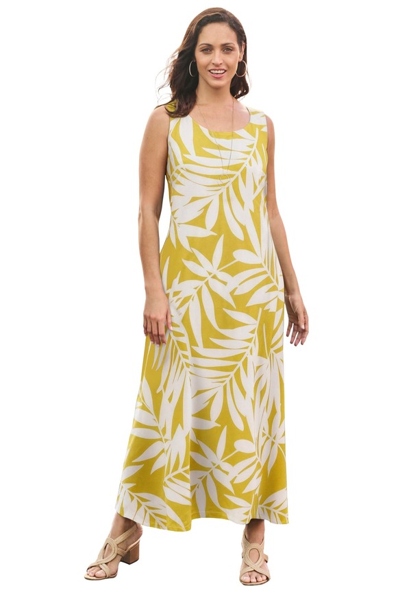 ジェシカ英国の首都 レディース トップス 衣裳 綿織物 マキシ Jessica London Stretch Cotton Tank Maxi Dress Golden Citrus Palm