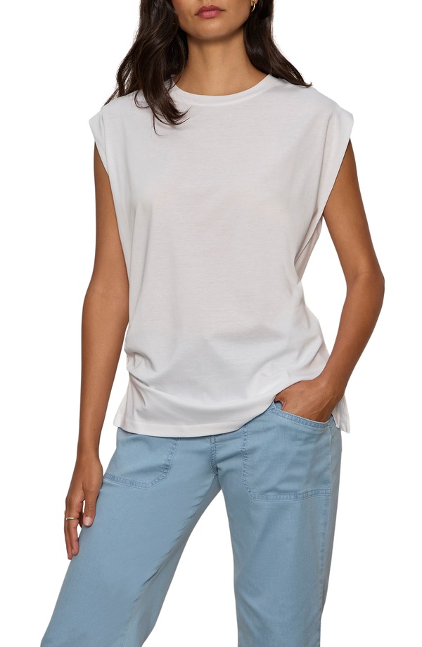 サンクチュアリー レディース トップス シャツ プリーツ Sanctuary Pleated Muscle T-Shirt White ホワイト｜ReVida 店