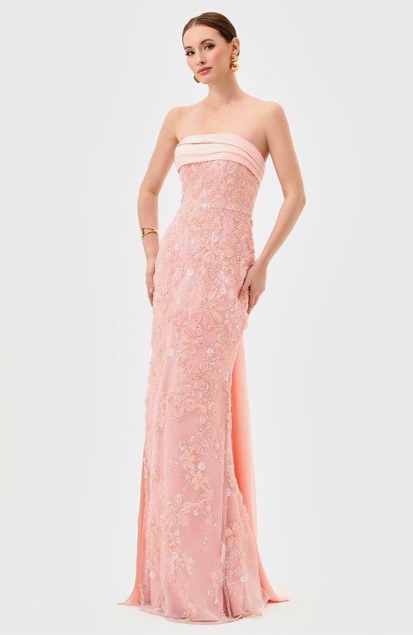 バリアーノ レディース トップス 衣装 Bariano Prim Embellished Sash Gown Pink サクラ色