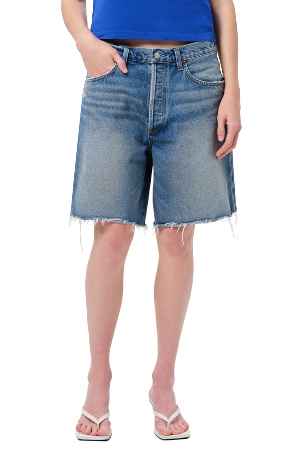 アゴルド レディース ボトムス ジーンズズボン下 ご機嫌酉の方角 遊撃手ズボン下 AGOLDE Indra Long High Waist Cutoff Denim Shorts Journal Md Marbled Ind ジーンズ