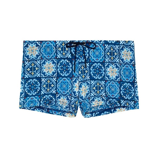 ホム メンズ 海水着 二分の一ズボン下・さる股引き 遊撃手ズボン下 HOMaiolica Swim Shorts Blue Print 青碧