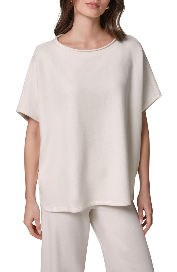 ダナ キャラン ニューヨーク州 レディース トップス ティーシャツ パイル 綿織物 Donna Karanew York Cotton French Terry T-Shirt Cream 皮膚軟化剤