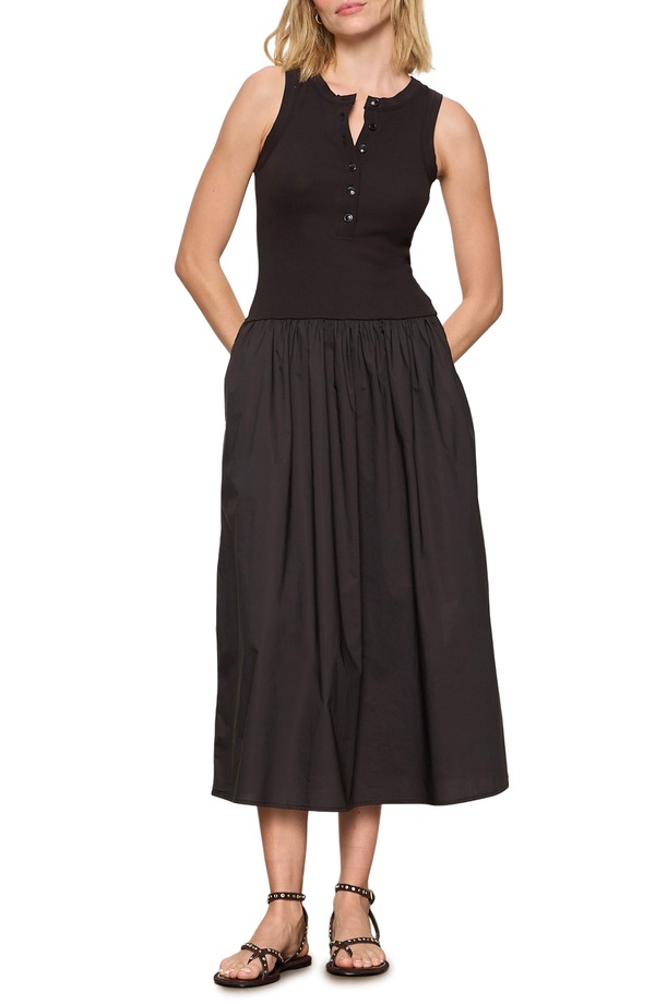 駆け込み寺 レディース トップス 衣装 MIDI 綿織物 Sanctuary Breakaway Mixed Media Cotton Midi Dress Black 黒いこと