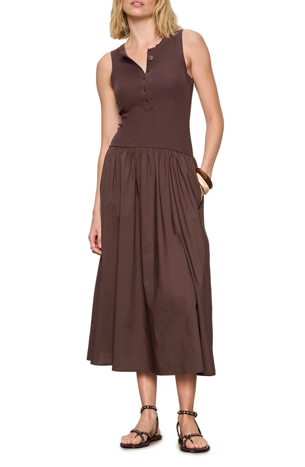 駆け込み寺 レディース トップス 衣装 midi 綿織物 Sanctuary Breakaway Mixed Media Cotton Midi Dress Rich Soil Brown 赤銅色