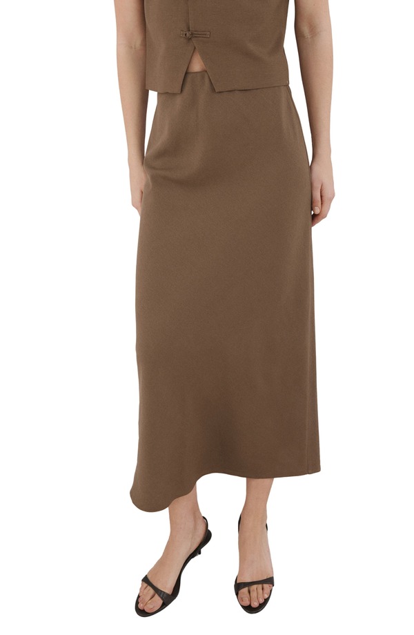 マンゴ レディース 下つ方スコート MIDI MANGO Straight Midi Skirt Brown 赤銅色