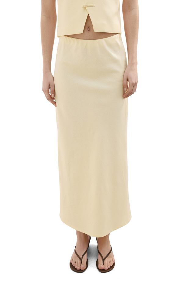 マンゴ レディース 下つ方スコート MIDI MANGO Straight Midi Skirt Vanilla