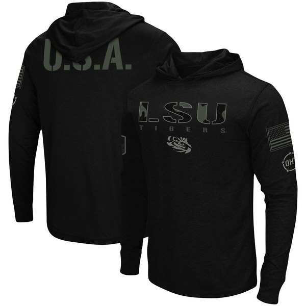 円形劇場 メンズ トップス プルオーバー パーカー Men\u0027s Colosseum Black LSU Tigers OHT Military Appreciation Hoodie Long Sleeve T-Shirt Black 黒いこと