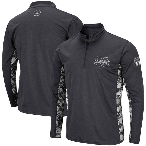 円形劇場 メンズ アウター 上衣・上衣 Men\u0027s Colosseum Charcoal Mississippi State Bulldogs OHT Military Appreciation Digital Camo Lightweight Quarter-Zipullover Charcoal 濃灰色