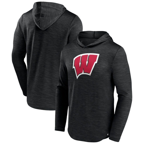 ファナティクス メンズ トップス ティーシャツ パーカー Men\u0027s Fanatics Branded Heather Black Wisconsin Badgers Transitional Hoodie T-Shirt Heather Black 黒いこと