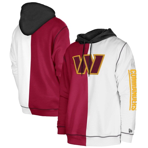 ニュー内鰓 メンズ アウター パーカー・スウェット 落ち込む Men\u0027s New Era Burgundy/White Washington Commanders Thirdown Split Raglan Pullover Hoodie Burgundy バーガンディ