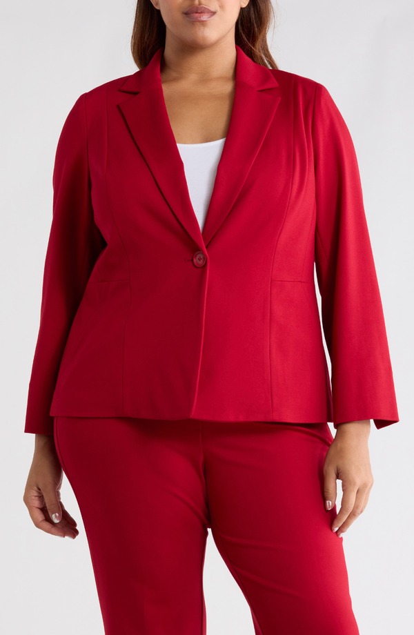 カスパール レディース アウター 上衣・上衣 スポーツジャケット KASPER One-Button Seamed Waist Blazer Fired 赤いこと