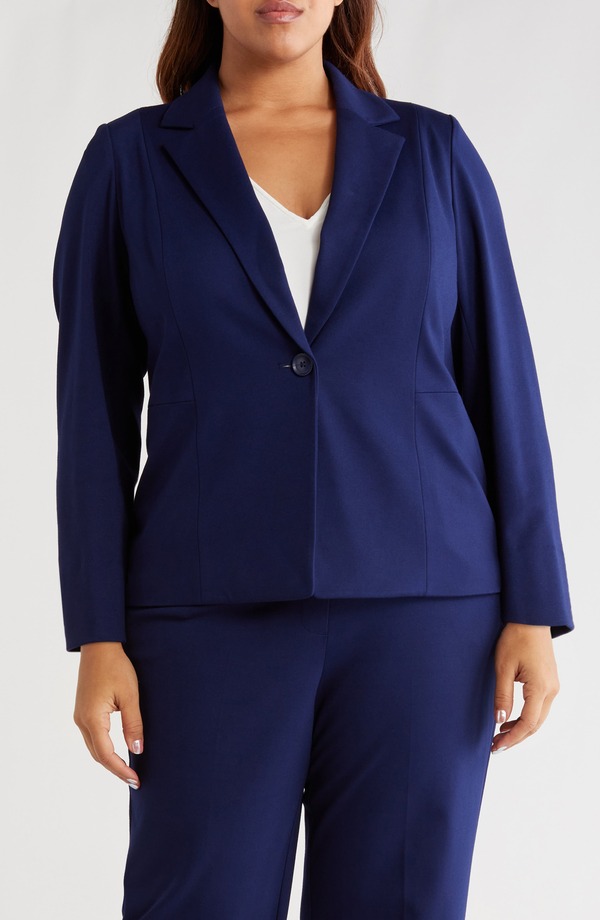 カスパール レディース アウター 上衣・上衣 スポーツジャケット KASPER One-Button Seamed Waist Blazer Kasper Navy 米国海軍