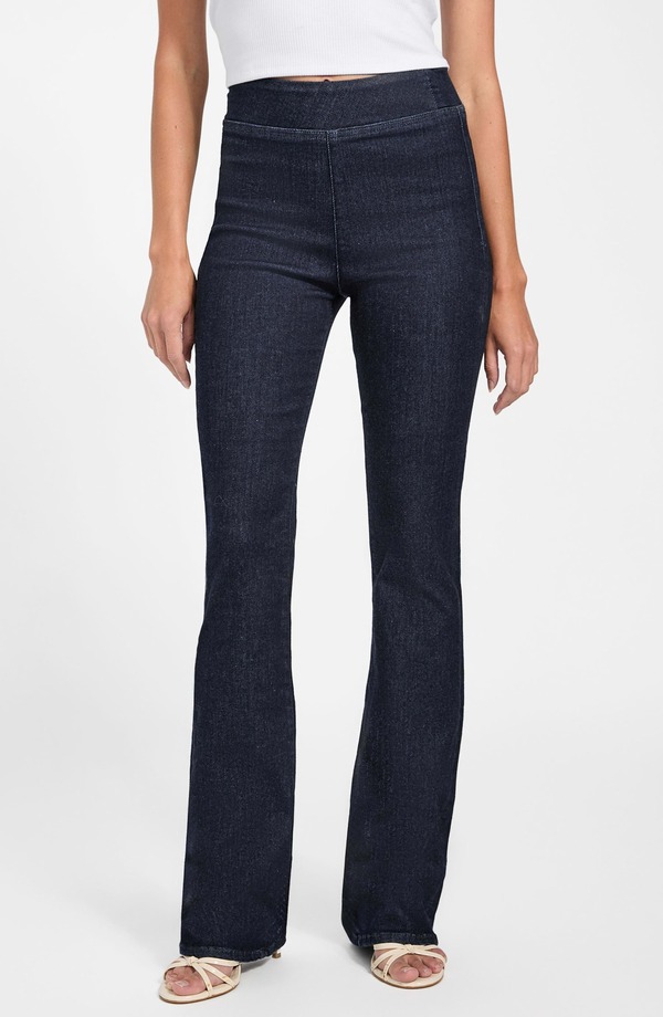 ゲス レディース シューズ ブーツ・レインブーツカット 御機嫌酉の方角 デニム GUESS High Waist Pull-On Baby Bootcut Jeans Eltd-Dark