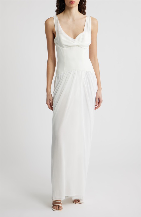 黒いこと日暈 レディース トップス 衣裳 ドレープ ノースリーブ Black Halo Sylara Drape Sleeveless Gown White 白いこと