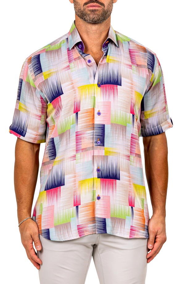 マセオ メンズ トップス シャツ Maceoo Galileo Marthy Short Sleeve Button-Up Shirt White Multi ホワイト｜ReVida 店