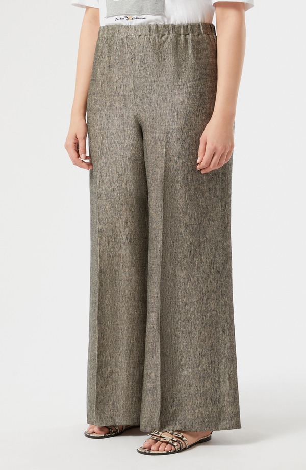 マリナリナルディ レディース ボトムス レギンス ワイドレッグ ズボン下 リネン Marinaldi Naccenni Linen Wide Leg Pants Black Flesh Toner 黒いこと