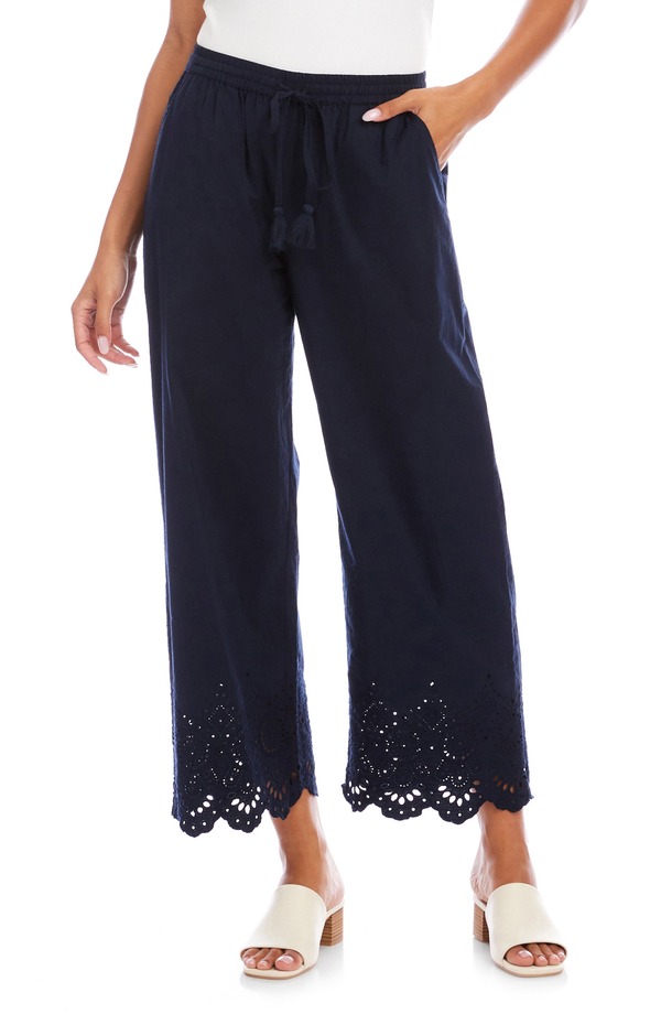 カレンケーン レディース ボトムス レギンストレート ズボン下 アンクル Karen Kane Scallop Edge Straight Leg Ankle Pants Navy 米国海軍