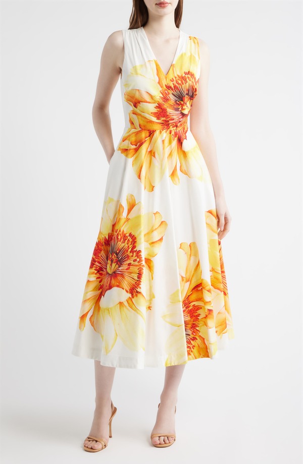 エリータハリ レディース トップス 衣装 御花柄 MIDI 御花 Elie Tahari The Inespring Meadow Floral Midi Dresspring Meadow