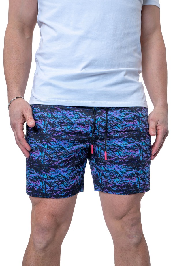 マセオ メンズ 海水着 二分の一ズボン下・さる股引き Maceoo Swim Lion Purple Texture Swim Trunks Black 黒いこと