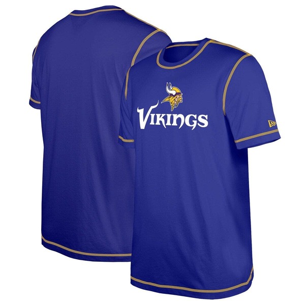 ニュー内鰓 メンズ トップス ティーシャツ 刷り上げる 落ちこむ Men\u0027s New Era Purple Minnesota Vikings Thirdown Puff Print-Shirt Purple パープル